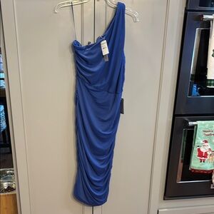 Elegant Blue One-Shoulder Dress